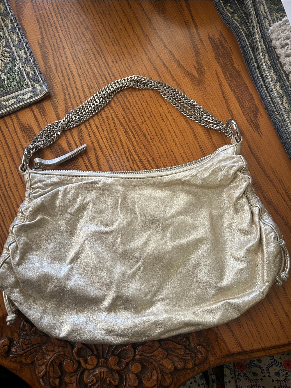 Banana Republic Gold Metallic Chain-Handle Shoulder Bag
